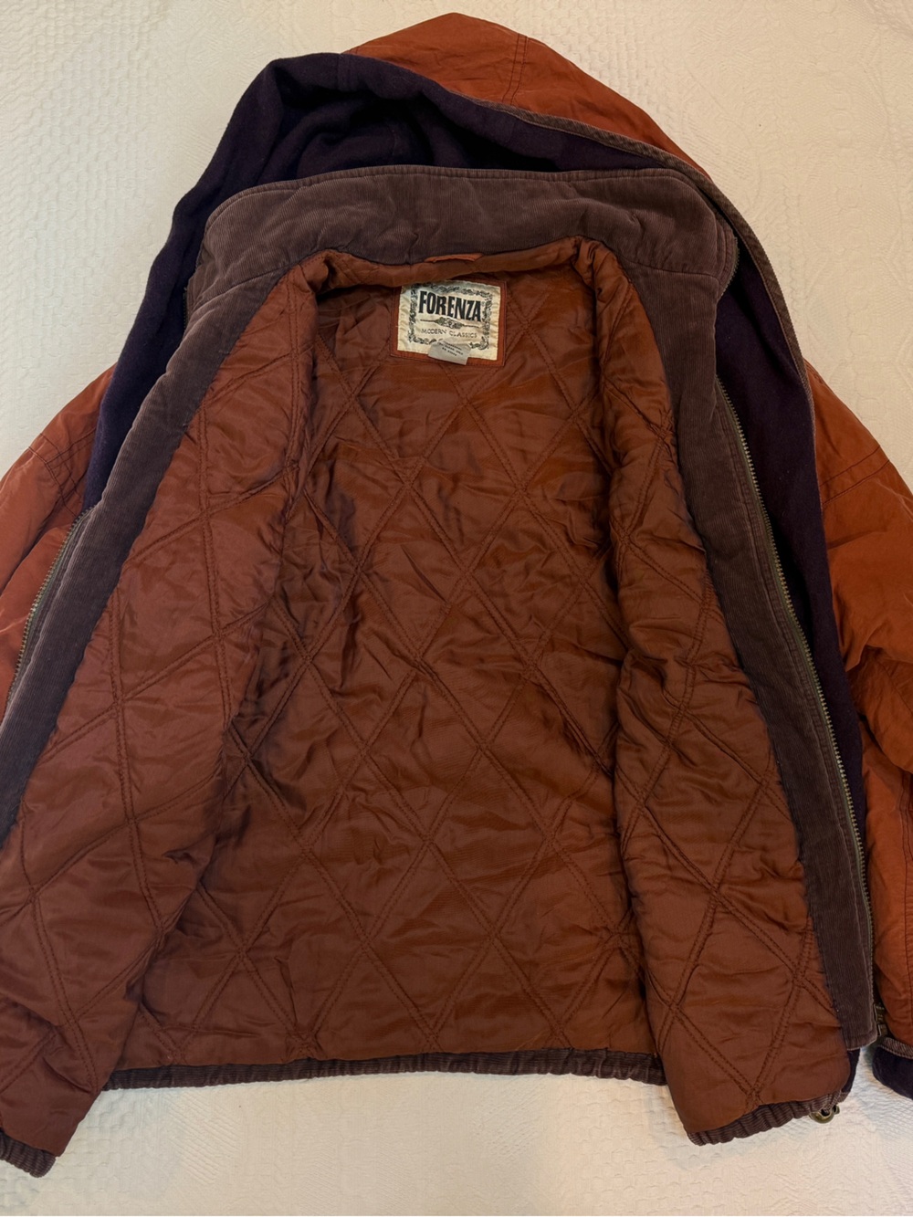 Vintage Forenza Rust Hooded Puffer Jacket • 90s Gorpcore Outdoor Coat - Picture 6 of 9